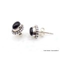 Clous d'oreilles Onyx noir cabochon Boucles d'oreilles en pierres AW100.1