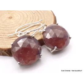 Boucles d'oreilles Saphir mixte africain forme ronde - Boucles d'oreilles en pierres naturelles