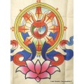 Tenture bouddhiste Roue du Dharma en coton épais Tentures tibétaines Bouddha TENCE3
