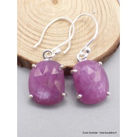 Boucles d'oreilles Saphir rose non traité rectangulaire Boucles d'oreilles en pierres AW104.2