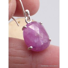 Boucles d'oreilles Saphir rose non traité rectangulaire Boucles d'oreilles en pierres AW104.2