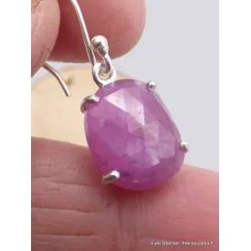 Boucles d'oreilles Saphir rose non traité rectangulaire - Boucles d'oreilles en pierres naturelles