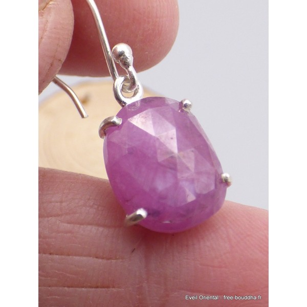 Boucles d'oreilles Saphir rose non traité rectangulaire Boucles d'oreilles en pierres AW104.2