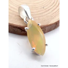 Pendentif Opale Ethiopienne facettée jaune orange - Pendentifs pierres naturelles