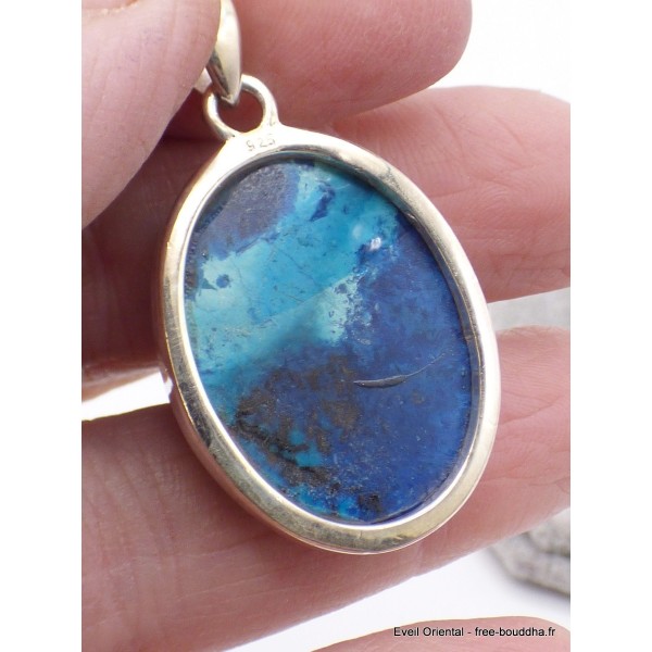 Pendentif Shattuckite ovale nuances de bleu Pendentifs pierres naturelles PU7.8