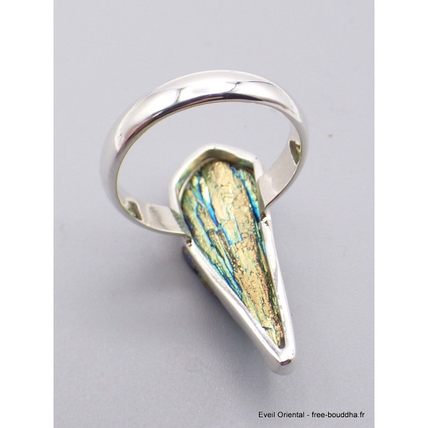 Bague en Cyanite noire Aura bleue verte taille 59 Bijoux en Cyanite Noire AW107.3