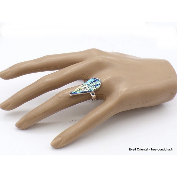 Bague en Cyanite noire Aura bleue verte taille 59 Bijoux en Cyanite Noire AW107.3