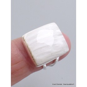 Bague Scolecite blanche carrée taille 53 Bijoux en Scolecite AW115.1