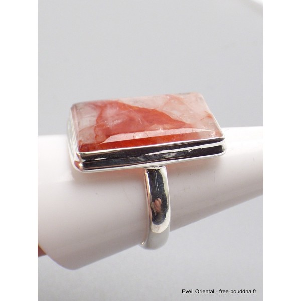 Bague Quartz Hématoïde rectangulaire allongée taille 61/62 Bijoux en Quartz Hématoïde XV75.5