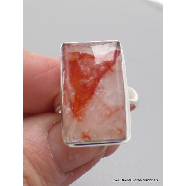 Bague Quartz Hématoïde rectangulaire allongée taille 61/62 Bijoux en Quartz Hématoïde XV75.5