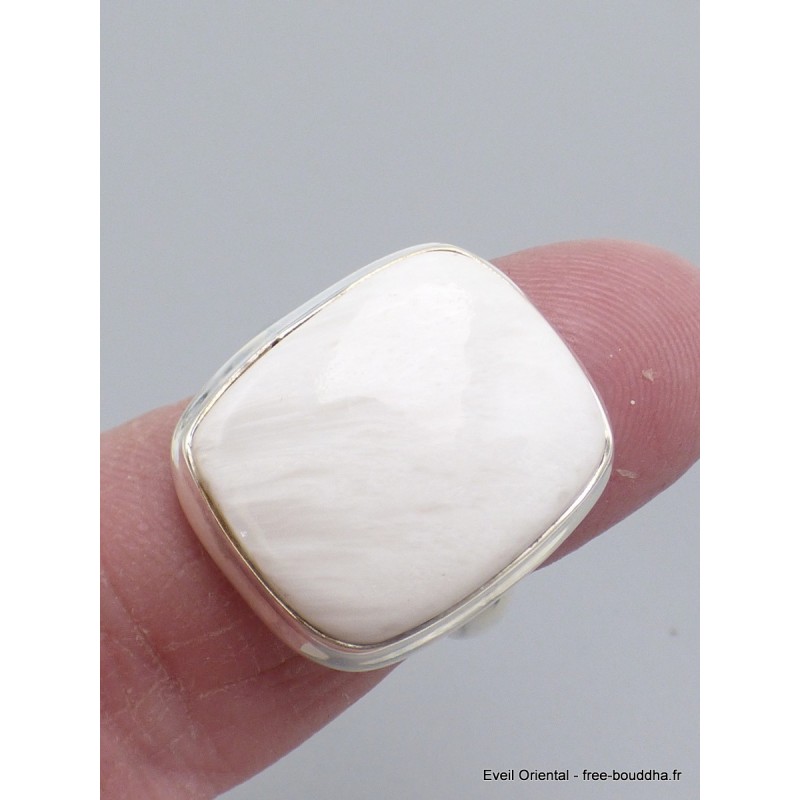 Bague Scolecite blanche rectangulaire taille 60 Bijoux en Scolecite AW115.2