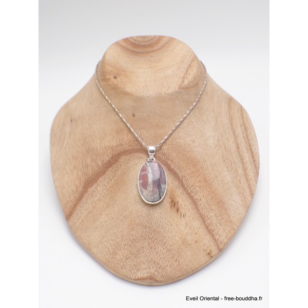 Pendentif en Jaspe Porcelaine gris rose oval Pendentifs pierres naturelles AW14.4
