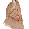 Châle laine ethnique beige doré brodé Pashminas laine et broderies NCT5