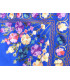 Châle népalais bleu roi brodé fleurs Nos Châles CNBR1