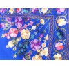 Châle népalais bleu roi brodé fleurs Nos Châles CNBR1