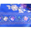 Châle népalais bleu roi brodé fleurs Nos Châles CNBR1