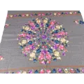 Châle femme Gris souris brodé fleurs - Châles en laine faits main