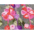 Châle femme Gris souris brodé fleurs - Châles en laine faits main
