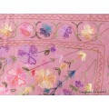 Châle ethnique brodé fleurs vieux rose Nos Châles CNBR8