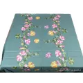 Châle ethnique brodé fleurs vert blue stone - Châles en laine faits main