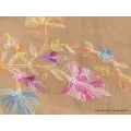 Châle ethnique brodé fleurs beige - Châles en laine faits main