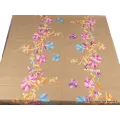 Châle ethnique brodé fleurs beige - Châles en laine faits main