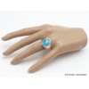 Chevalière homme Turquoise avec pyrite ovale taille 67 Bagues pierres naturelles AW118.1