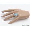 Chevalière homme Turquoise avec pyrite rectangulaire taille 69 Bagues pierres naturelles AW118.3