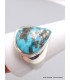 Chevalière homme Turquoise avec pyrite forme goutte T 67 Bagues pierres naturelles AW118.4