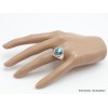 Chevalière homme Turquoise avec pyrite forme goutte T 67 Bagues pierres naturelles AW118.4