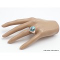 Chevalière homme Turquoise avec pyrite forme goutte T 67 Bagues pierres naturelles AW118.4