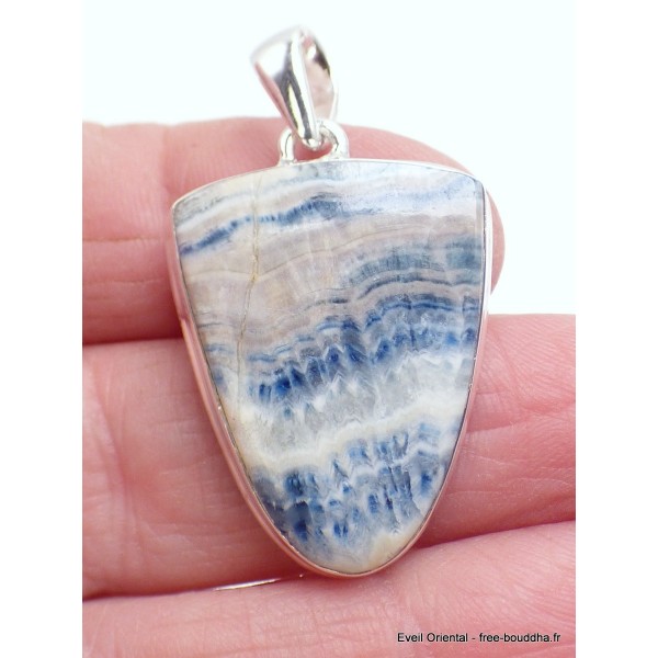 Pendentif Scheelite bleue semi-oval Pendentifs pierres naturelles PAC5.3-a