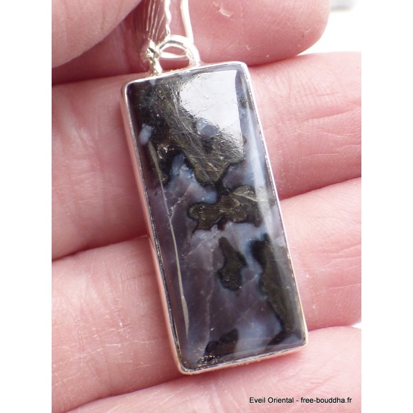 Pendentif Merlinite Mystique Gabbro bélière feuille Bijoux en Merlinite Mystique Gabbro pac4.4