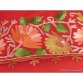 Châle pour femme rouge carmin brodé fils Pashminas laine et broderies LJ36