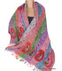 Châle pashmina rayures multicolores brodé Nos Châles QV26