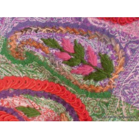 Châle pashmina rayures multicolores brodé Nos Châles QV26