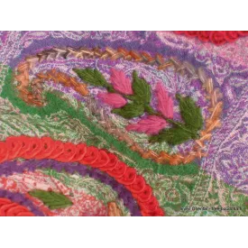 Châle pashmina rayures multicolores brodé - Châles en laine faits main