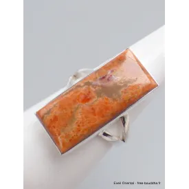Bague en Corail rouge spongieux rectangulaire taille 58/59 - Bagues pierres naturelles