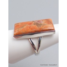 Bague en Corail rouge spongieux rectangulaire taille 58/59 Bagues pierres naturelles XV129.6