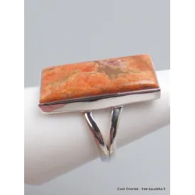 Bague en Corail rouge spongieux rectangulaire taille 58/59 - Bagues pierres naturelles