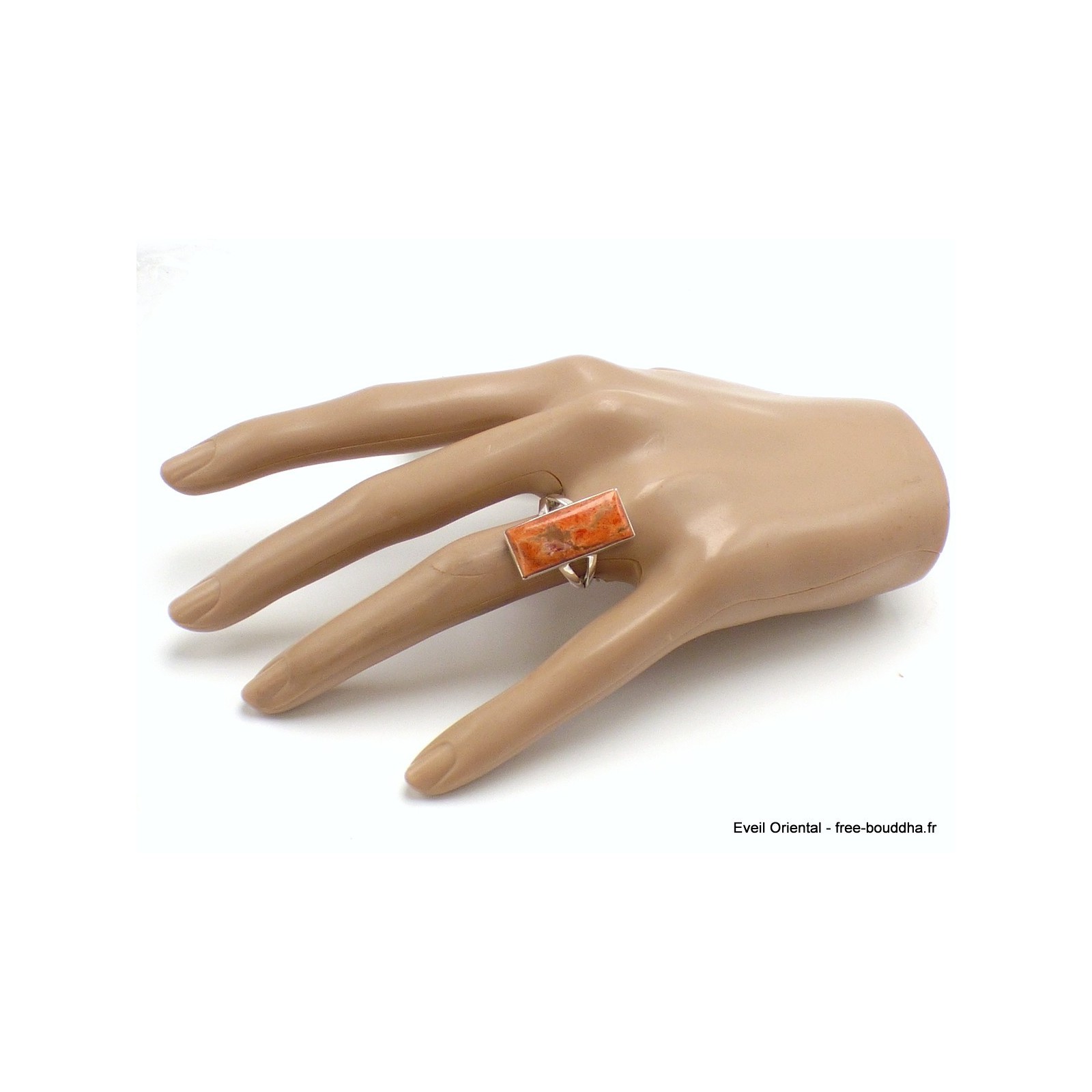 Bague Navajo Cœur Huître épineuse Orange – Argent 925, Fait Main, Taille 9.25 US