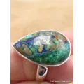 Bague argent Azurite Boulder Taille 63 - Bijoux en Azurite