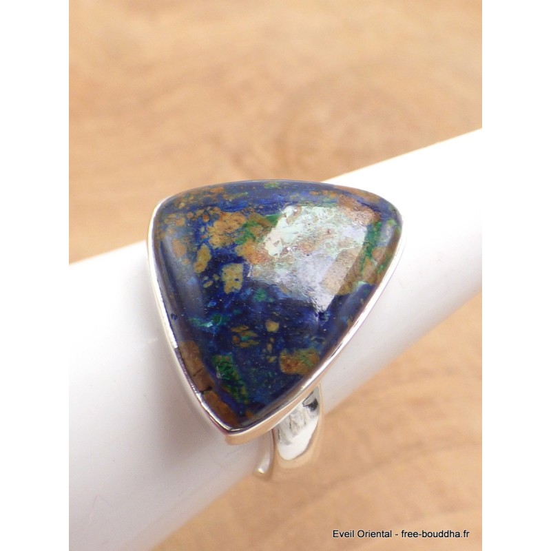 Bague argent Azurite Boulder triangulaire T 60 Bagues pierres naturelles XV61.7