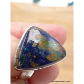 Bague argent Azurite Boulder triangulaire T 60 Bagues pierres naturelles XV61.7