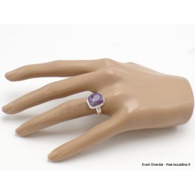 Bague Opale flamme violette rectangulaire taille 55 Bijoux en Opales AW120.2