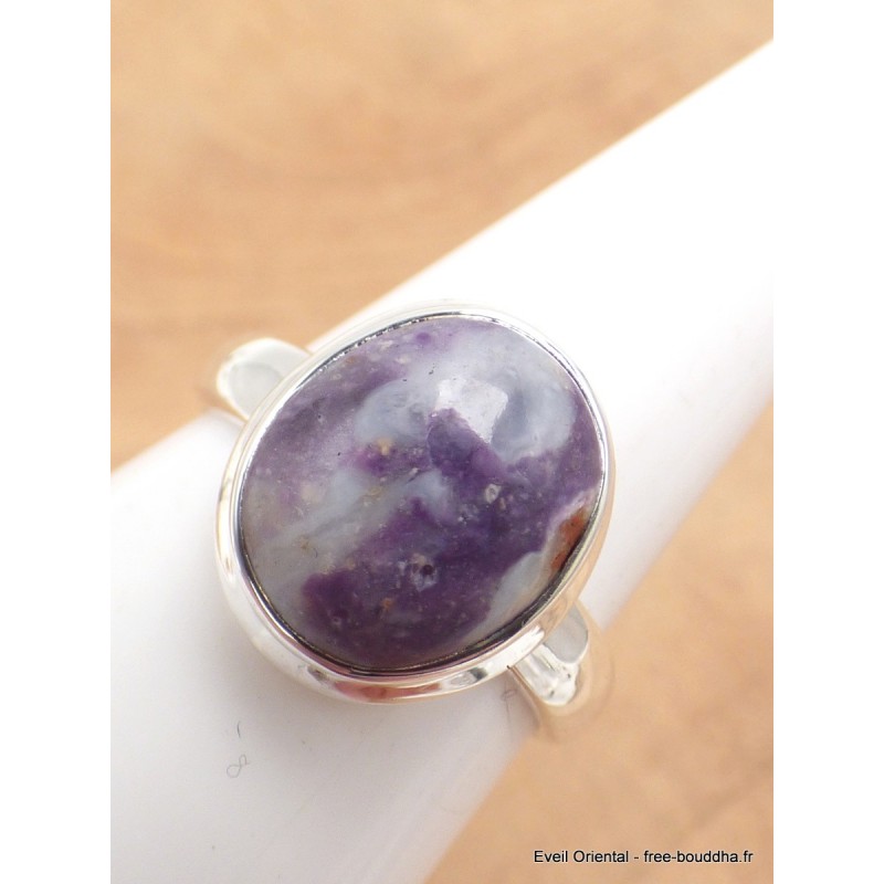 Bague Opale flamme violette et blanche taille 57 Bijoux en Opales AW120.3