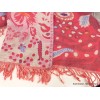 Châle ethnique rouge framboise brodé main Nos Châles QV31