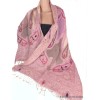 Châle ethnique brodé main rose parme Nos Châles QV47