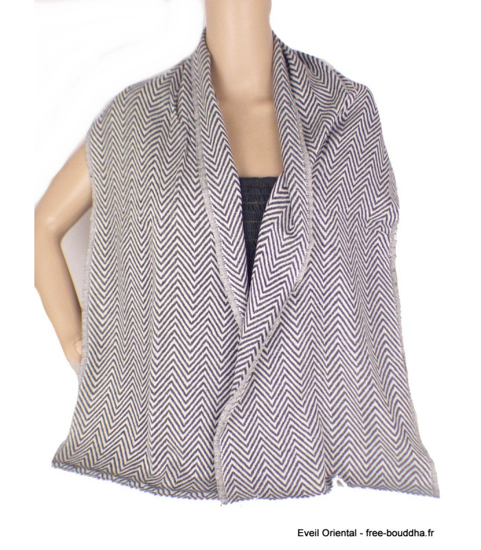 Echarpe homme laine cachemire blanc noir Echarpe pour Homme NECH2