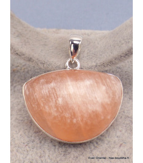 Pendentif Sélénite orange semi-ronde épaisse Pendentifs pierres naturelles XV65.1